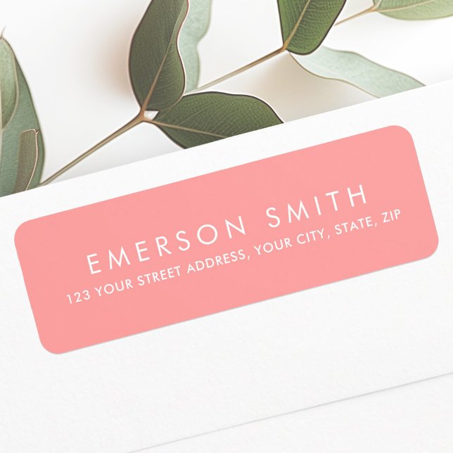 Returadress av lätt korall rosa med minimal elegan returadress etikett (Light coral pink minimal elegant return address label)