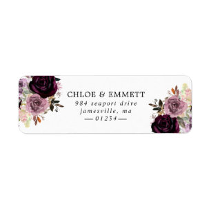Returadress av lila och Mauve Rosa Blommigt Etikett