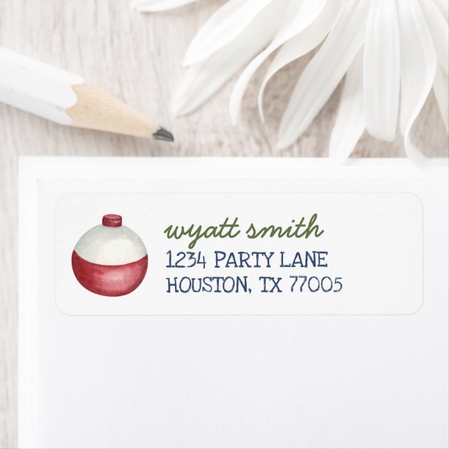 Returadress av O-Fish-Ally Birthday Bobber Etikett (Insitu)