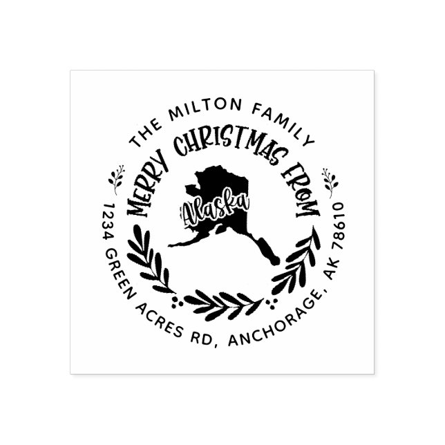 returadress av rustic alaska god jul stämpel (Tryck)