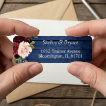 Returadress av Rustic Blue Burgundy Bush Blommigt