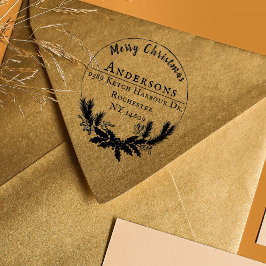 Returadress av rustiskt andedräkt God jul Stämpel