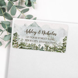 Returadress av skogen och bergsfärgen adressetikett