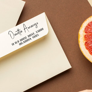 Returadress Avslappnad minimalistisk kalligrafi Na Självfärgande Stämpel
