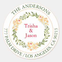 Returadress, B/C-persikoblommor, Grönt/röd text