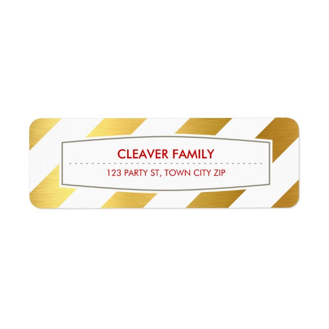 RETURADRESS blankt guld-folie med rand-mönster Returadress Etikett (Framsidan)