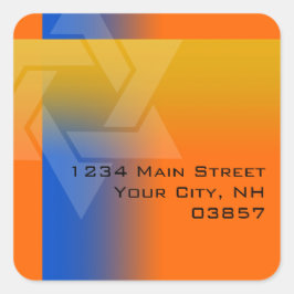 Returadress Blue och Gult på valfri Färg Fyrkantigt Klistermärke