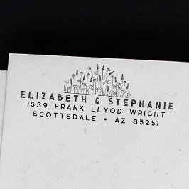 Returadress Boho WildblommMonogram Anpassningsbar Självfärgande Stämpel