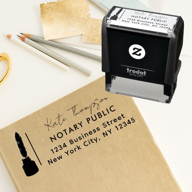 Returadress Business Notary Feather-skript Självfärgande Stämpel (Return Address Business Notary Feather Script Self-inking Stamp)