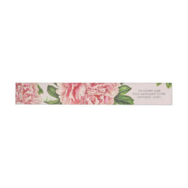 RETURADRESS chic rosa blommigt peony-blomma Etikettband
