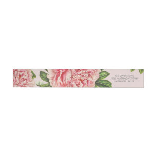 RETURADRESS chic rosa blommigt peony-blomma Etikettband