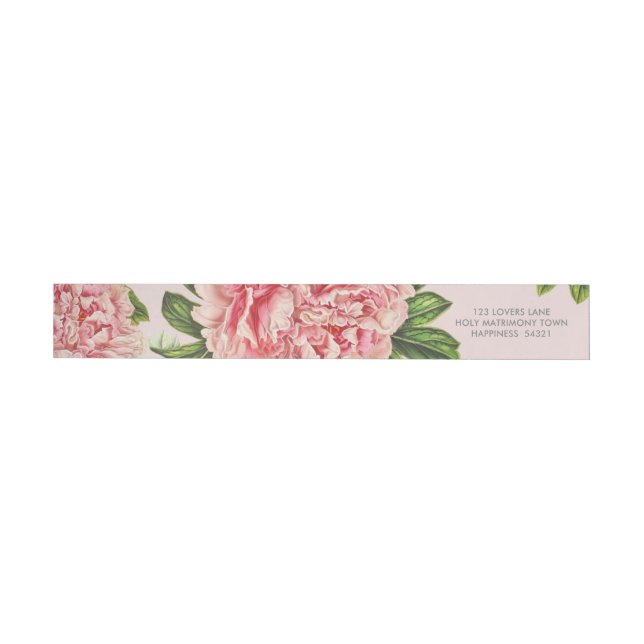 RETURADRESS chic rosa blommigt peony-blomma Etikettband (Individual)