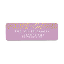 RETURADRESS chic Rustic guld konetti lila