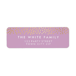 RETURADRESS chic Rustic guld konetti lila Etikett