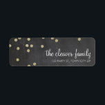 RETURADRESS Conetti guld glitter chalkboard Returadress Etikett<br><div class="desc">[OBS! glitter-bilden är ett tryckt bild] En modern, djärv design med en toppen söt konetti mönster. Det är enkelt att anpassa konfigurationen som mall med din egen text - gör den till din egen! Vill du ändra designen kärlek, men vill se den ändras - olika färg - en annan produkt...</div>