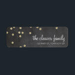 RETURADRESS Conetti guld glitter chalkboard Returadress Etikett<br><div class="desc">[OBS! glitter-bilden är ett tryckt bild] En modern, djärv design med en toppen söt konetti mönster. Det är enkelt att anpassa konfigurationen som mall med din egen text - gör den till din egen! Vill du ändra designen kärlek, men vill se den ändras - olika färg - en annan produkt...</div>