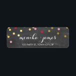 RETURADRESS Conetti guld Red rosa chalkboard Returadress Etikett<br><div class="desc">En modern, djärv design med en toppen söt konetti mönster. Det är enkelt att anpassa konfigurationen som mall med din egen text - gör den till din egen! Vill du ändra designen kärlek, men vill se den ändras - olika färg - en annan produkt för att komplettera ditt varumärke? Inga...</div>