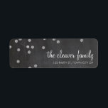 RETURADRESS Conetti silver glitter chalkboard Returadress Etikett<br><div class="desc">[OBS! glitter-bilden är ett tryckt bild] En modern, djärv design med en toppen söt konetti mönster. Det är enkelt att anpassa konfigurationen som mall med din egen text - gör den till din egen! Vill du ändra designen kärlek, men vill se den ändras - olika färg - en annan produkt...</div>