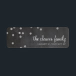 RETURADRESS Conetti silver glitter chalkboard Returadress Etikett<br><div class="desc">[OBS! glitter-bilden är ett tryckt bild] En modern, djärv design med en toppen söt konetti mönster. Det är enkelt att anpassa konfigurationen som mall med din egen text - gör den till din egen! Vill du ändra designen kärlek, men vill se den ändras - olika färg - en annan produkt...</div>