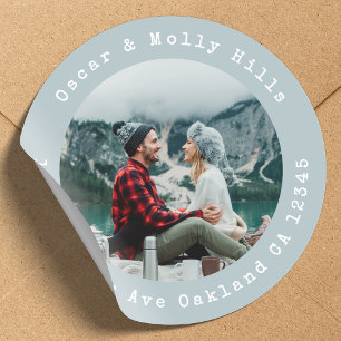 Returadress ditt fotopatchmärke för klassiskt rund runt klistermärke