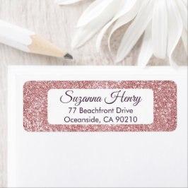 Returadress_elegant handskrift rosa glitter returadress etikett