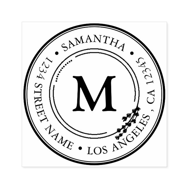 Returadress Elegant Monogram Minimalistiskt självi Stämpel (Tryck)