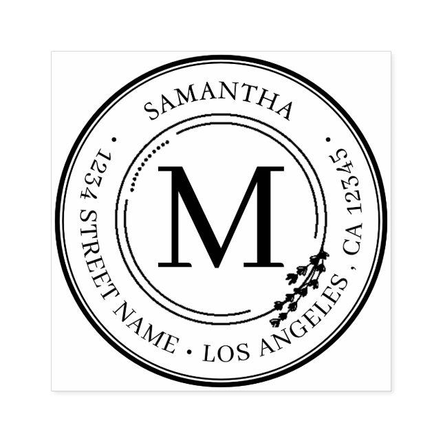 Returadress Elegant Monogram Minimalistiskt självi Stämpel (Tryck)