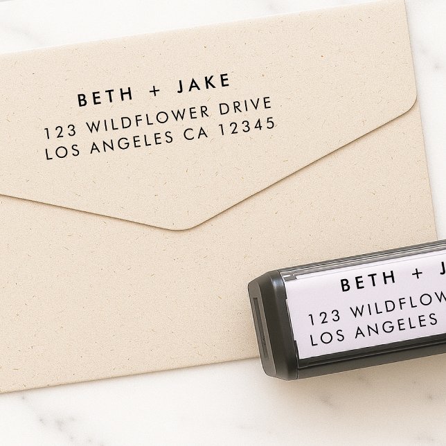 Returadress | Enkel, minimalistisk modern par Självfärgande Stämpel (Skapare uppladdad)