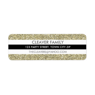 RETURADRESS-ETIKETT - modern rand glitter guld Returadress Etikett