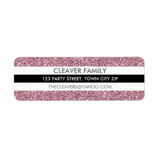 RETURADRESS-ETIKETTEN rand glitter rosa Returadress Etikett