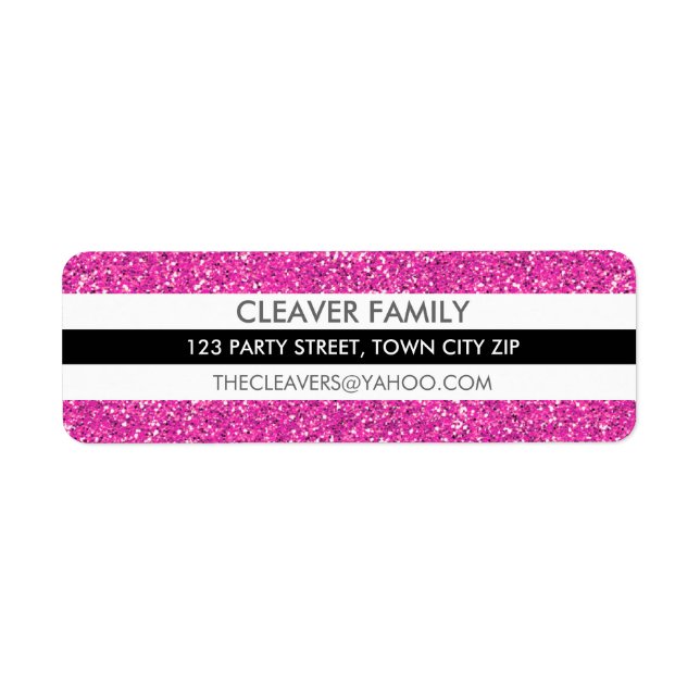 RETURADRESS-ETIKETTEN rand glitter rosa Returadress Etikett (Framsidan)