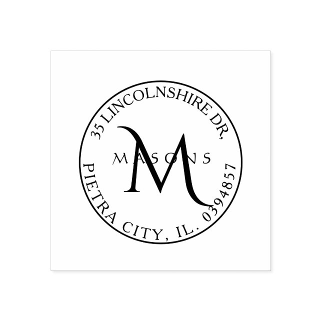 Returadress Family Cinzel Monogram Stämpel (Tryck)