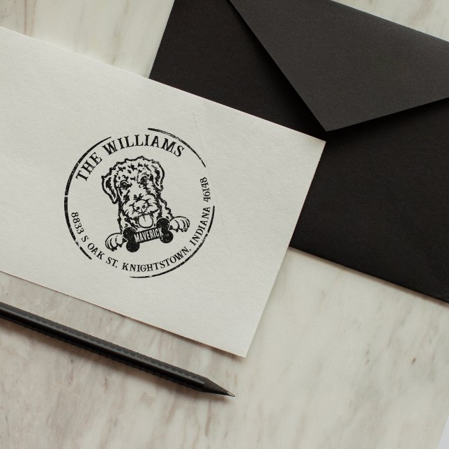 Returadress för Airdale Terrier Anpassningsbar Fam Stämpel (Skapare uppladdad)