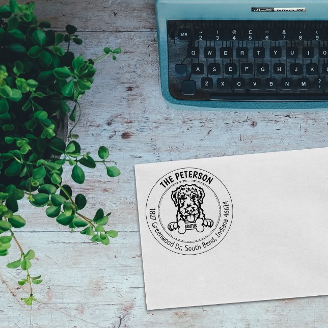 Returadress för Airdale Terrier Hund Family Stämpel (Skapare uppladdad)