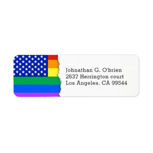 Returadress för amerikanska flaggan för LGBT Etikett