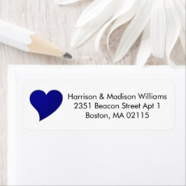 Returadress för anpassningsbar av blått hjärta i C Etikett