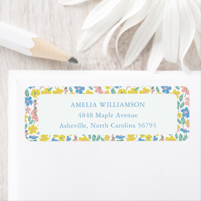 Returadress för Anpassningsbar av Blommigt för Cut Etikett (Insitu)