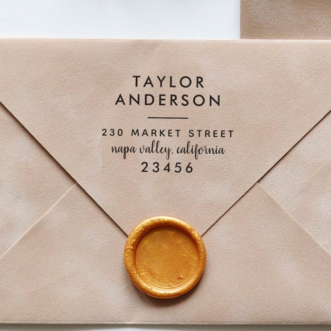 Returadress för Anpassningsbar av chic Typografi Självfärgande Stämpel (Rubber Stamp Mock-up)