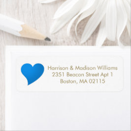 Returadress för anpassningsbar av ljusblått hjärta etikett
