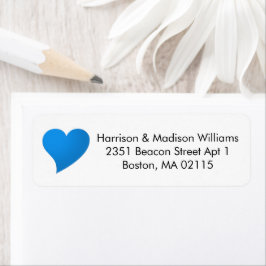 Returadress för anpassningsbar av ljusblått hjärta etikett