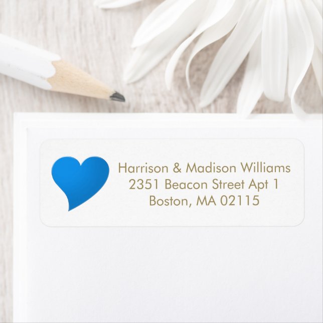 Returadress för anpassningsbar av ljusblått hjärta returadress etikett (Insitu)