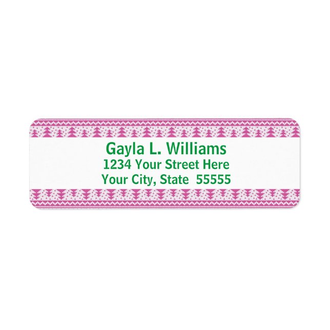 Returadress för Anpassningsbar av rosa och Grönt Returadress Etikett (Framsidan)