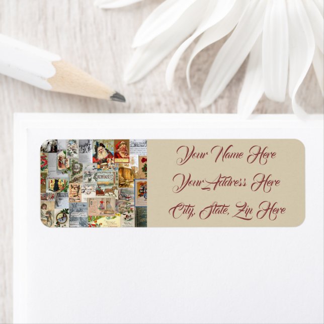 Returadress för antikisk julkamera etikett (Insitu)