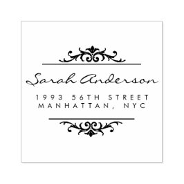 Returadress för Art Deco Ornament & Snyggt Script Stämpel