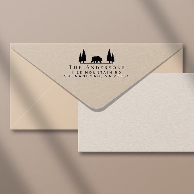Returadress för  av odlingsskog i Rustic Bear Självfärgande Stämpel (Skapare uppladdad)