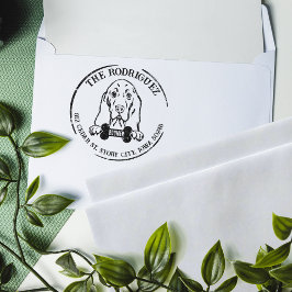 Returadress för Basset Hound Anpassningsbar Family Stämpel