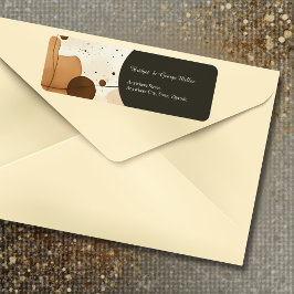 returadress för beige brun abstrakt för rustiskt v etikett