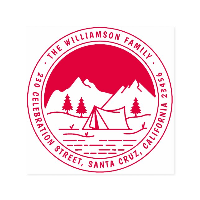 Returadress för berg och Gräs-rundcamping Självfärgande Stämpel (Design)