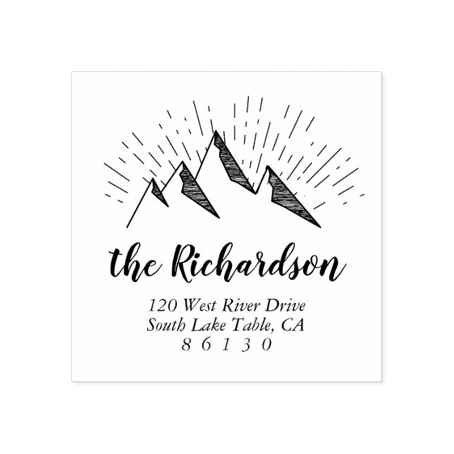 Returadress för bergskiss stämpel (Tryck)