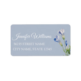 returadress för blå babydusch i elegantens blommig adressetikett